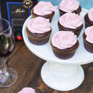 Chocolate Cupcakes with Merlot Buttercream Icing