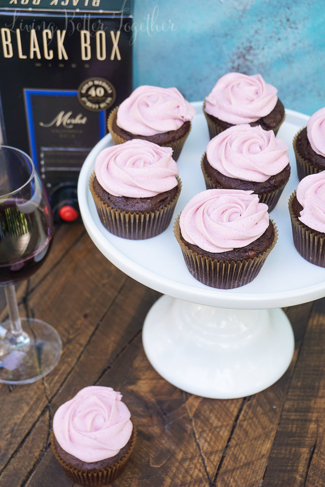 Chocolate Cupcakes with Merlot Buttercream Icing