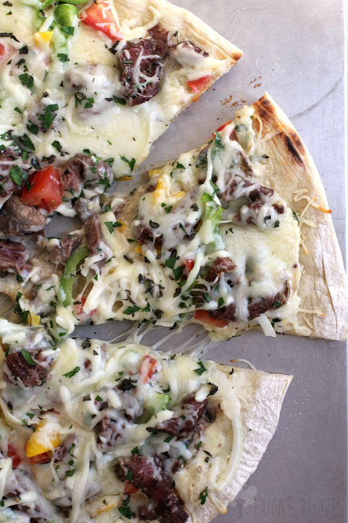 Grilled Philly Cheesesteak Pizza is perfect for summer