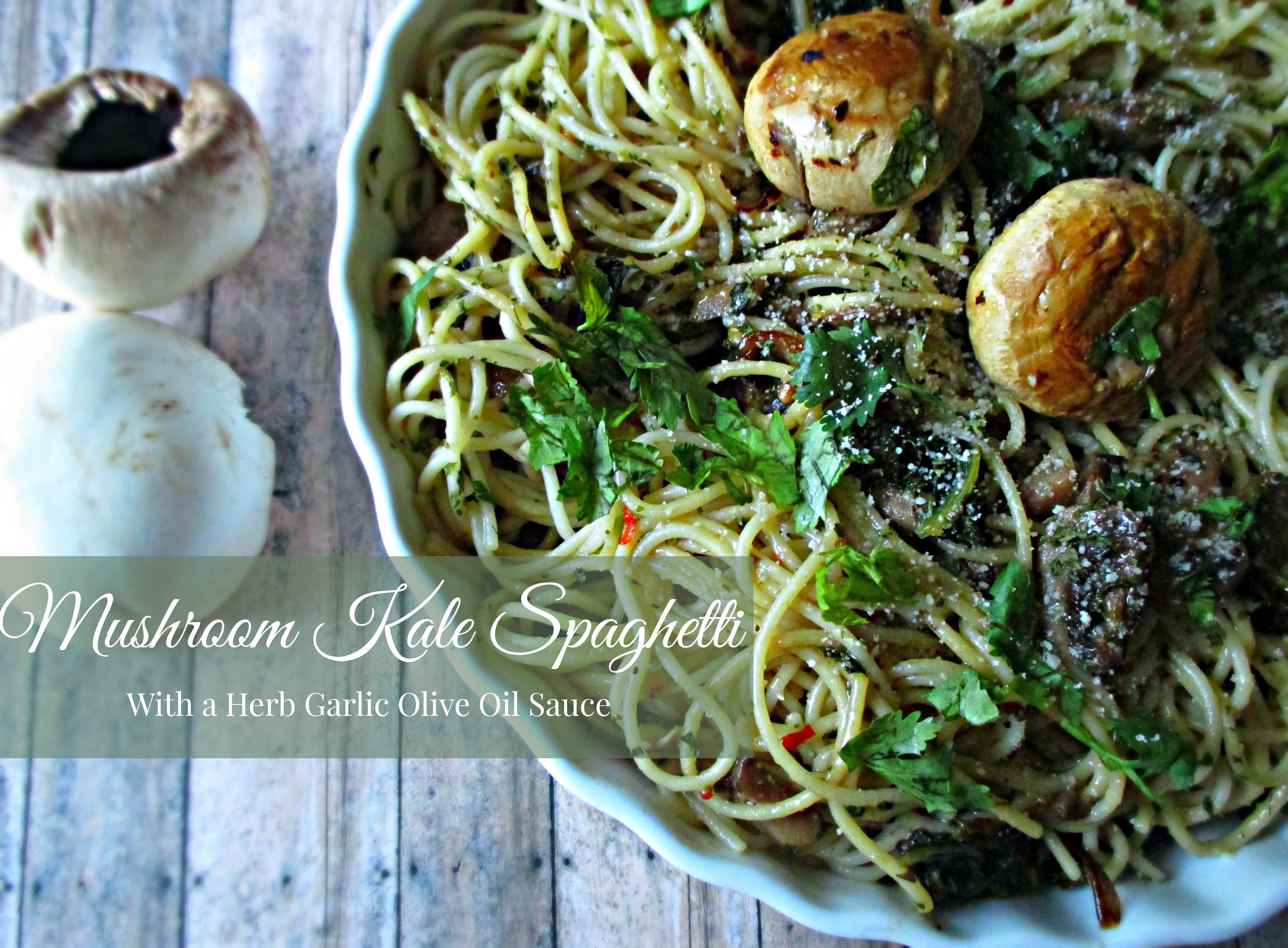 mushroom  & kale spaghetti 