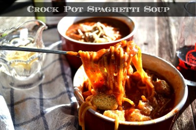 Crock Pot Spaghetti Soup with Leftovers