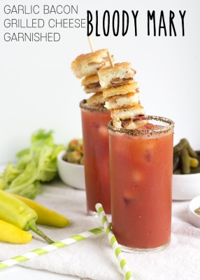 Bloody Mary with Garlic Bacon Grilled Cheese Garnish