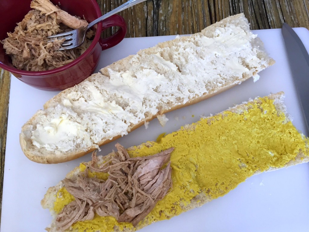 Lay down mustard and butter