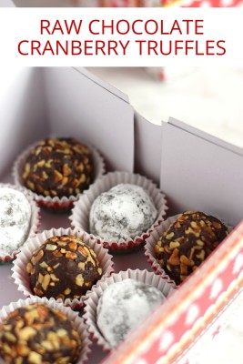 Raw Chocolate Cranberry Truffles are the perfect little homemade treat to gift for the holidays!