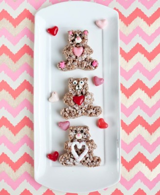 Chocolate Crispy Treat Valentine’s Day Bears