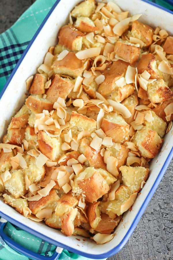 Baked Coconut French Toast - An easy make-ahead french toast casserole flavored with coconut.