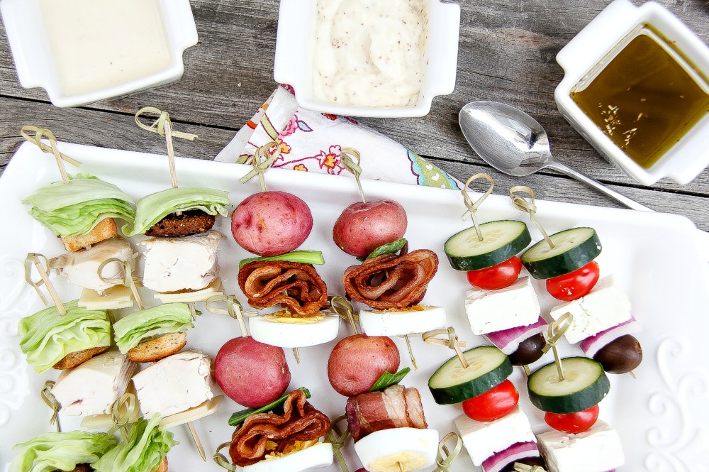Make salad more fun with these simple salad skewer ideas. The possibilities are endless. 