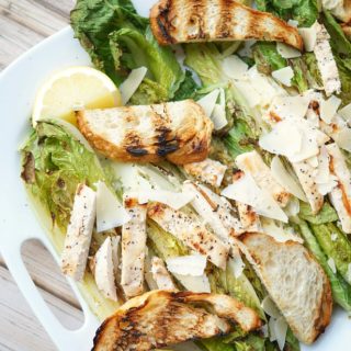 Grilled Romaine Caesar Salad with Asiago Cheese Toast Points