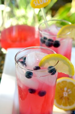 blueberry lemonade with homemade simple syrup
