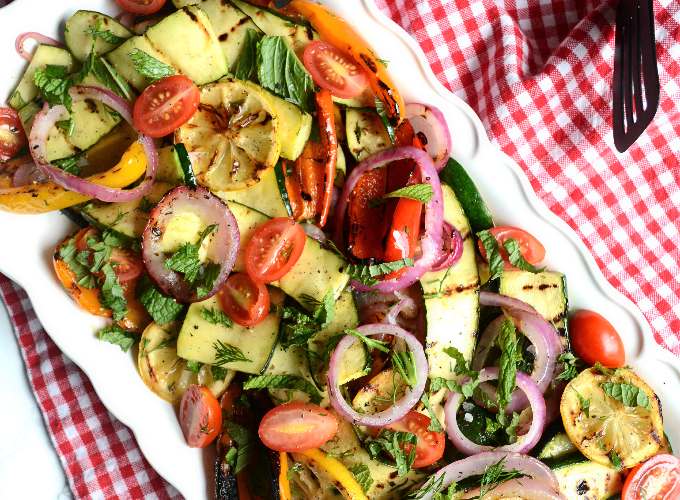 Grilled Zucchini Salad - vegetarian bbq recipe - gluten free