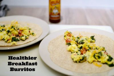 Simple healthier High Fiber Breakfast Burritos use a whole wheat tortilla, eggs, fresh vegetables, and cheese. Fiber is crucial to a healthy diet.
