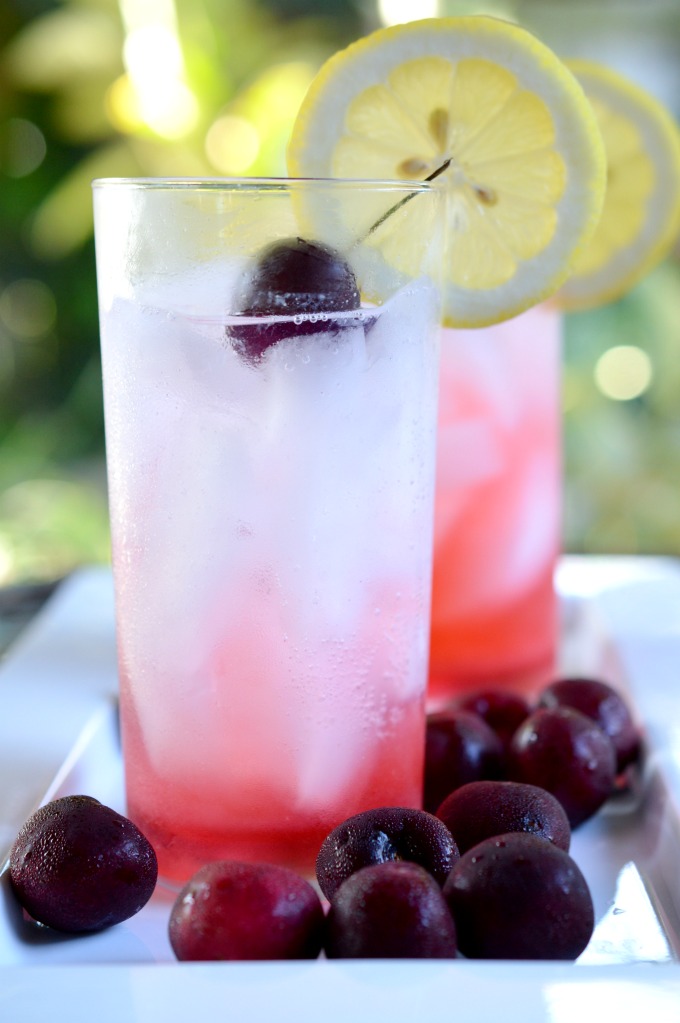 cherry lemonade gin fizz cocktail