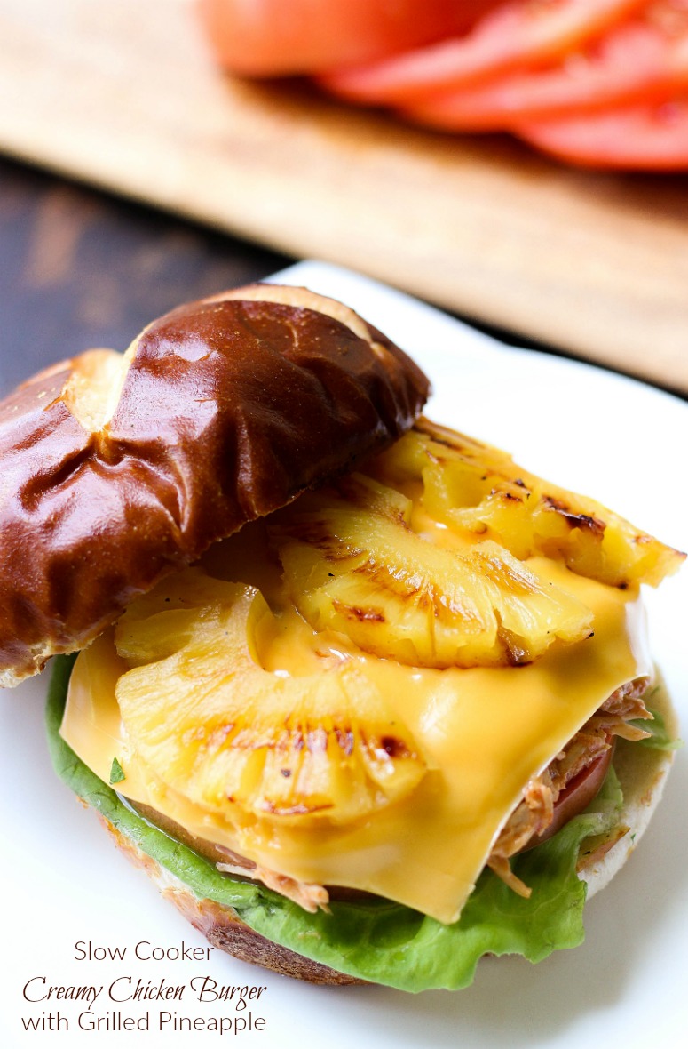 Creamy Chicken Burger with Grilled Pineapple