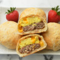 These 5-ingredient Sausage Egg Stuffed Breakfast Biscuits make mornings less hectic. This make-ahead breakfast is an easy recipe that makes meal prep a snap!