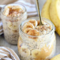 Brown Sugar Banana Overnight Oats is a simple make-ahead breakfast recipe with oats, chia seeds, peanut butter, and bananas. This healthier classic is the perfect grab and go breakfast!