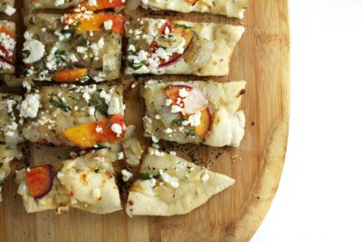 Grilled Peach and Goat Cheese Pizza