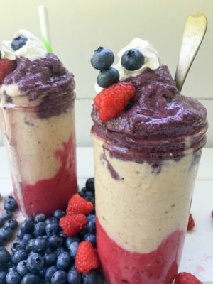 Red, White, and Blue Frozen Fruit Smoothie