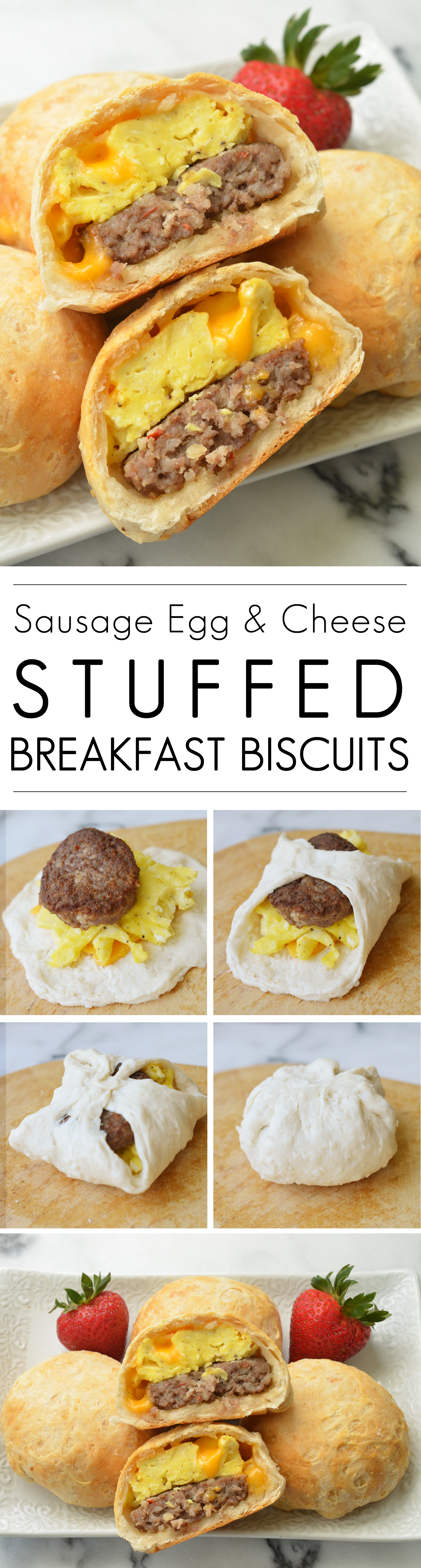 These 5-ingredient Sausage Egg Stuffed Breakfast Biscuits make mornings less hectic. This make-ahead breakfast is an easy recipe that makes meal prep a snap.