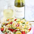 cheese tortellini salad with corn and tomatoes