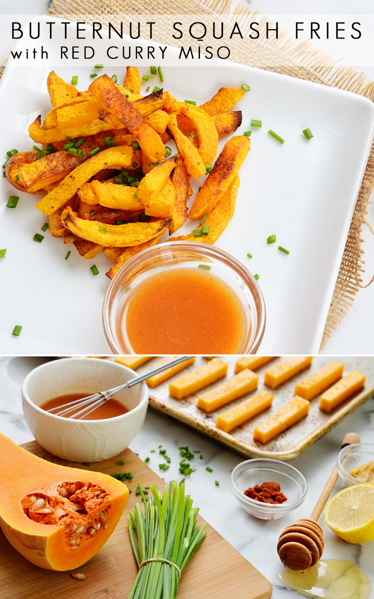 Butternut Squash Fries with Red Curry Miso Sauce