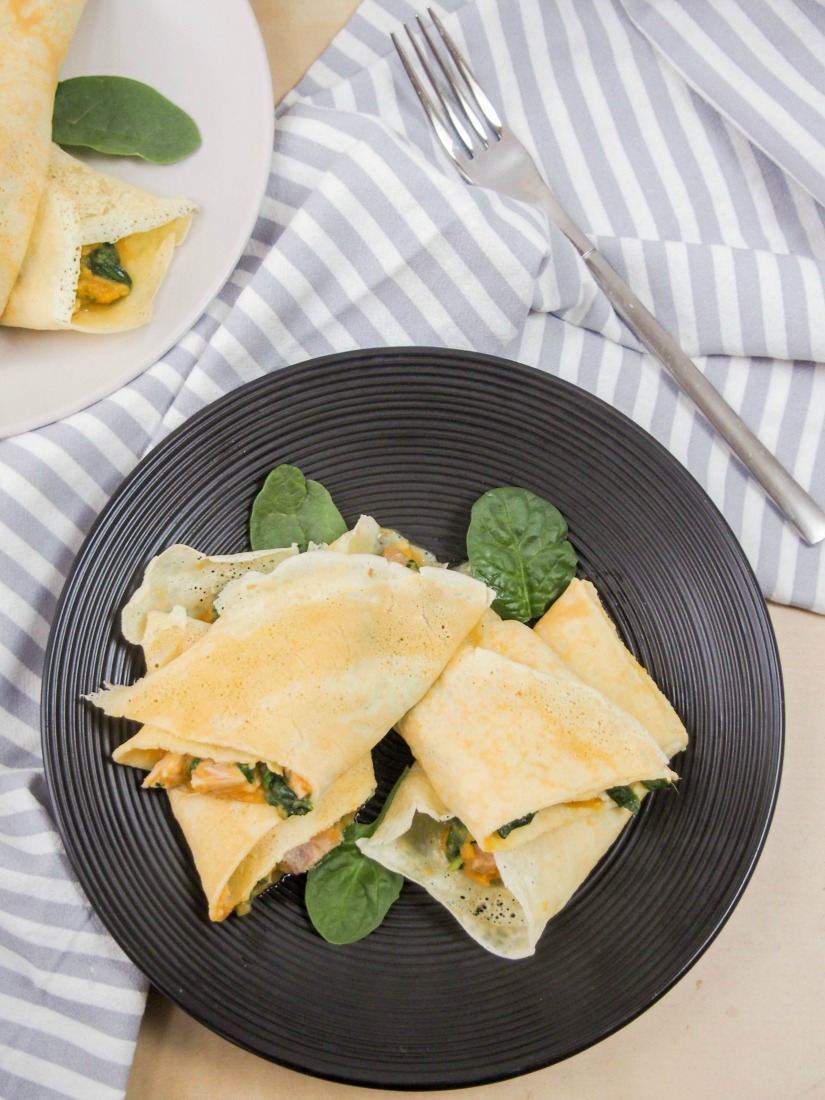 These delicious turkey spinach crepes with creamy sweet potato sauce are so easy, and a great way to repurpose leftovers!