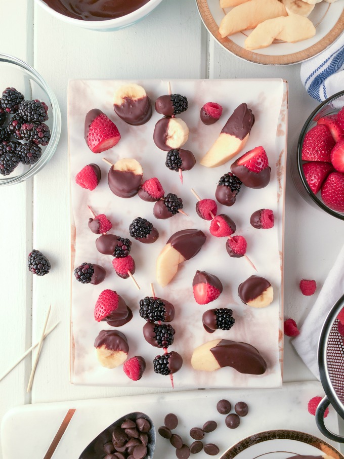 Dark Chocolate Dipped Fruit Recipe: Fresh fruit and dark chocolate are great sources of antioxidants making this simple dessert the perfect mix of healthy and sweet. Easy, delicious, only a few ingredients, and minutes to prepare!