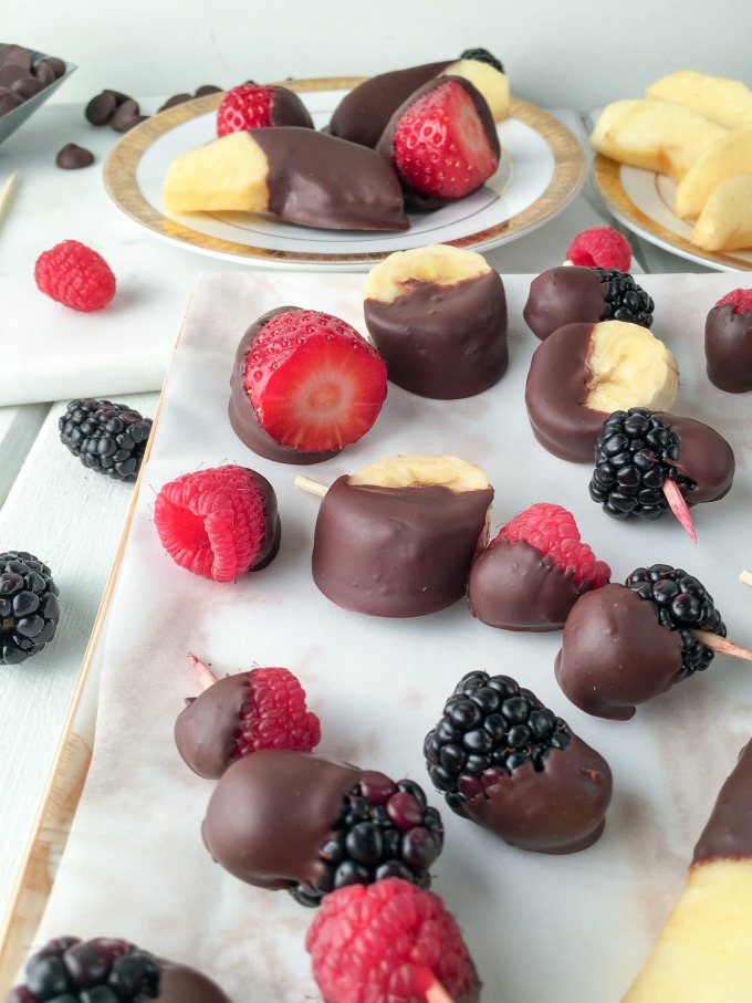 Dark Chocolate Dipped Fruit Recipe: Fresh fruit and dark chocolate are great sources of antioxidants making this simple dessert the perfect mix of healthy and sweet. Easy, delicious, only a few ingredients, and minutes to prepare!