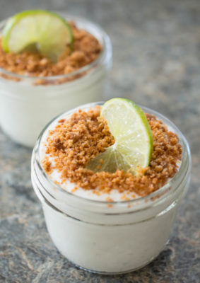 Greek yogurt key lime pudding is a healthy sweet treat that takes only a few minutes to make.