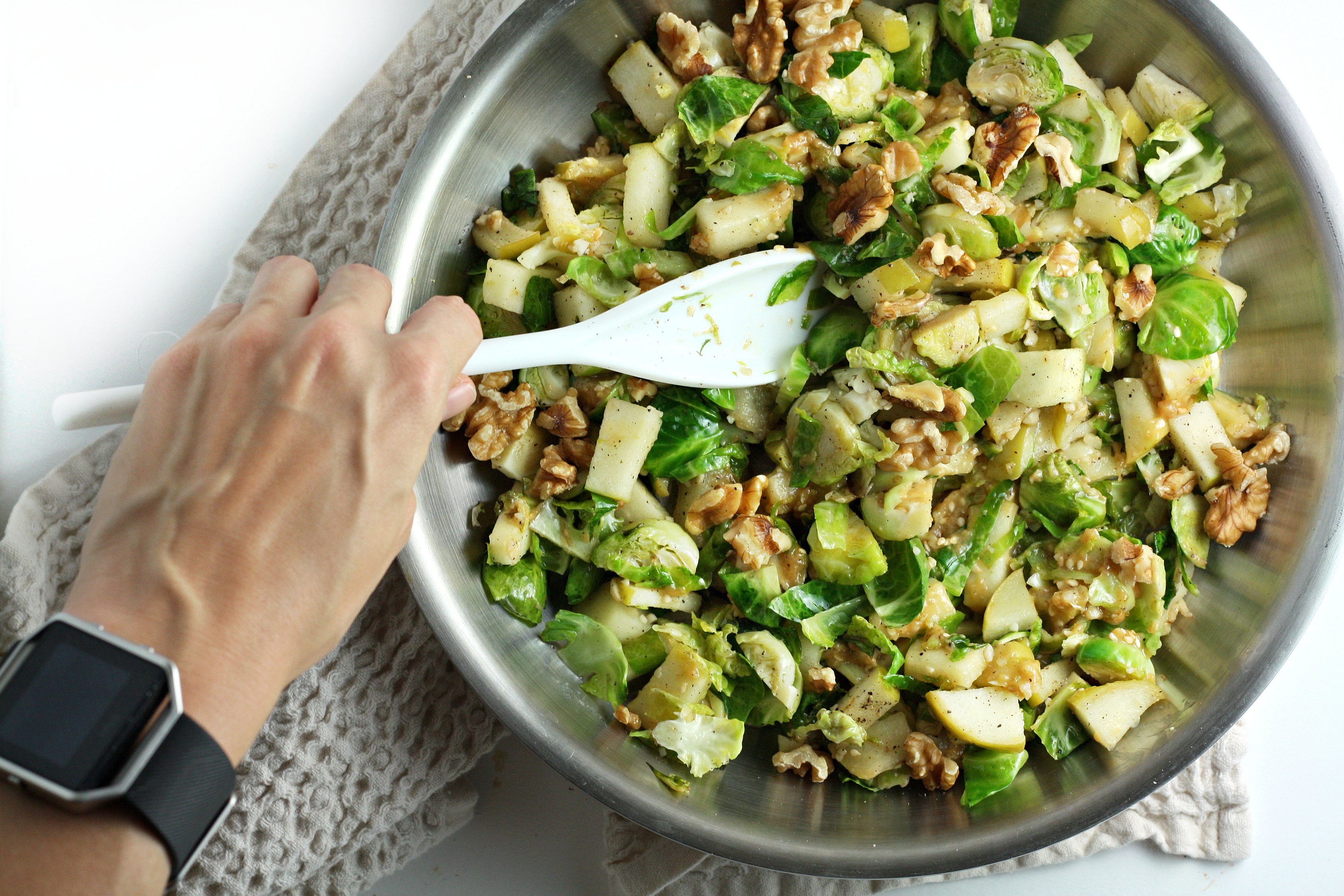 miso apples and brussels sprouts