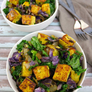 Spiced Tofu with Kale and Cabbage