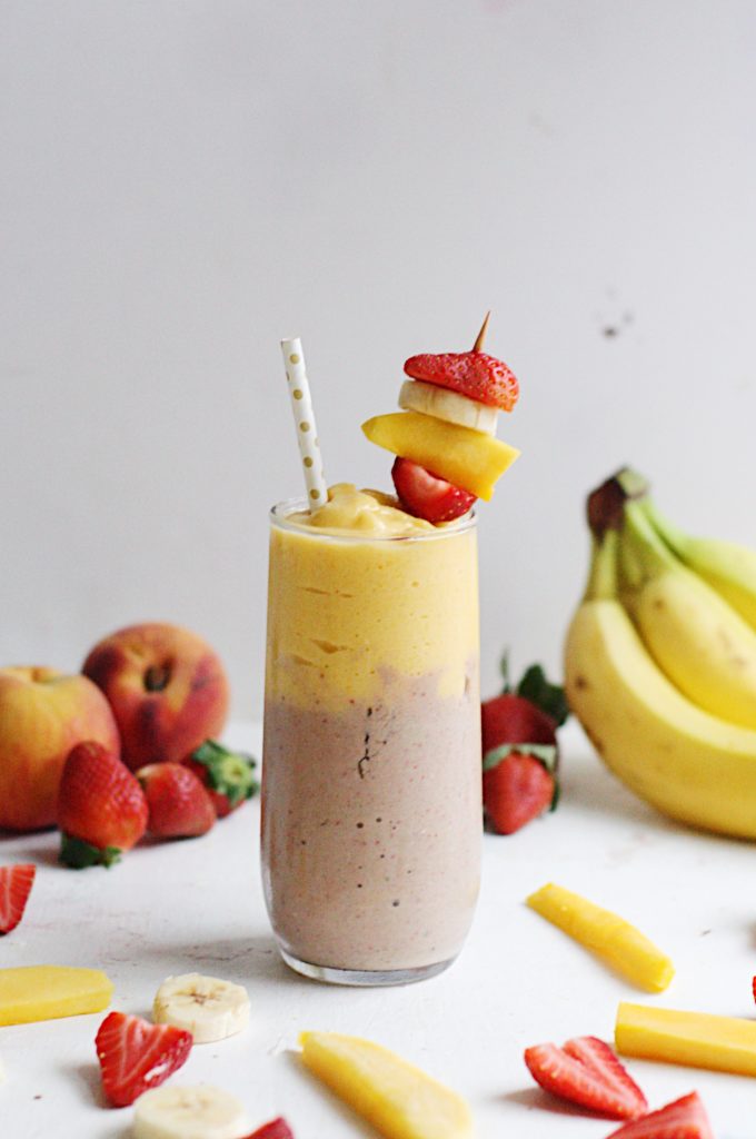 strawberry banana mango layered smoothie recipe