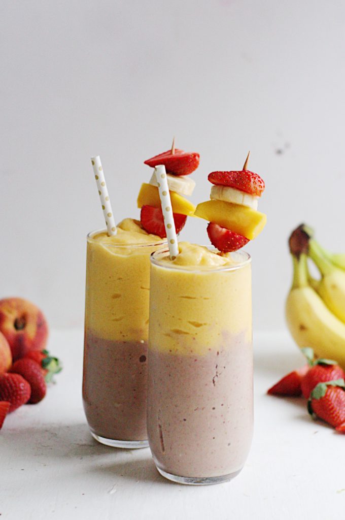 strawberry banana mango layered smoothie recipe