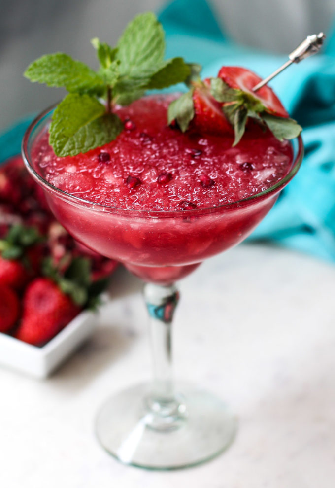 Strawberry Pomegranate Mint Bourbon Daiquiri Cocktail