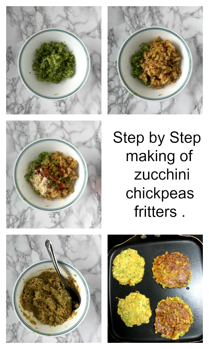 chickpeas zucchini fritters step by step