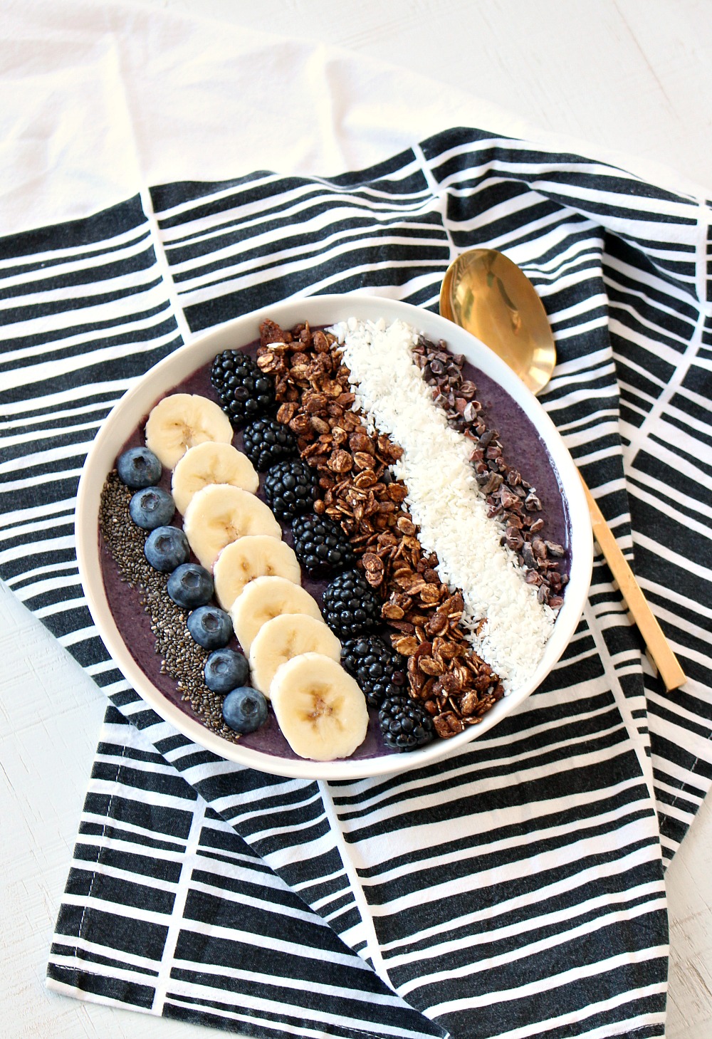 This simple Blueberry Spinach Smoothie Bowl is a delicious breakfast packed with fiber and protein; add your favorite nuts and fruit for a nutritious meal.