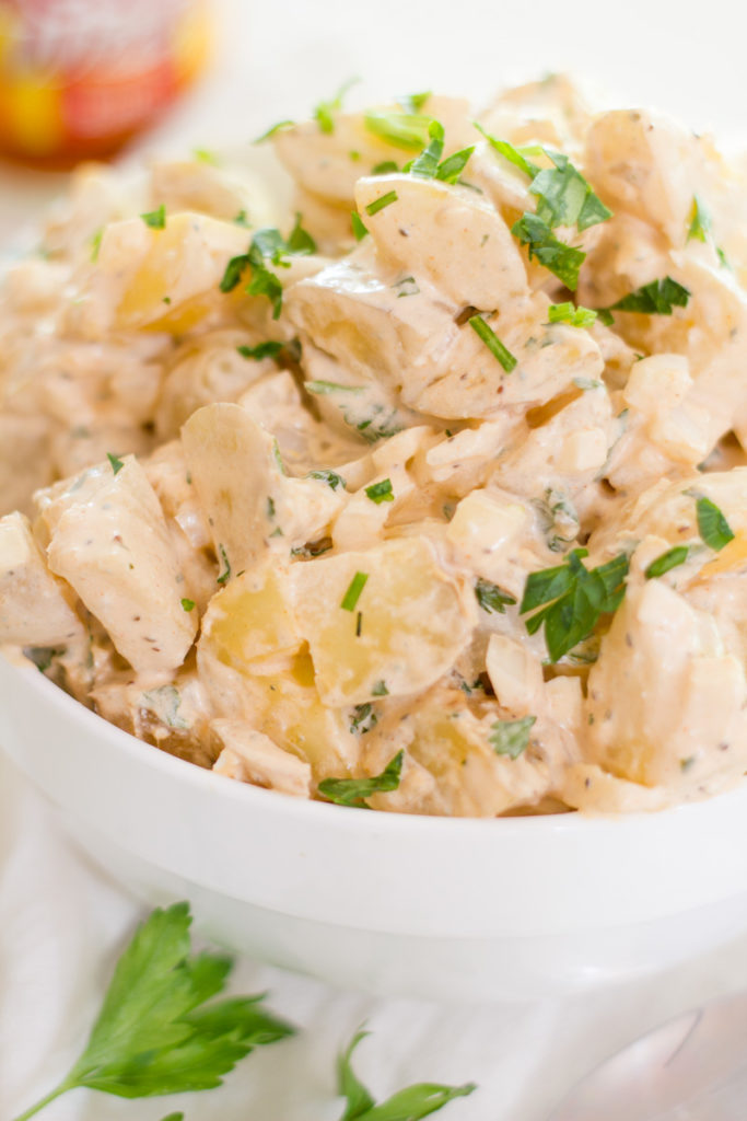 These 5 crowd pleasing Potato Salad Recipes include surprise ingredients like french fries, grilled sweet potatoes, and dressings like buffalo blue cheese.