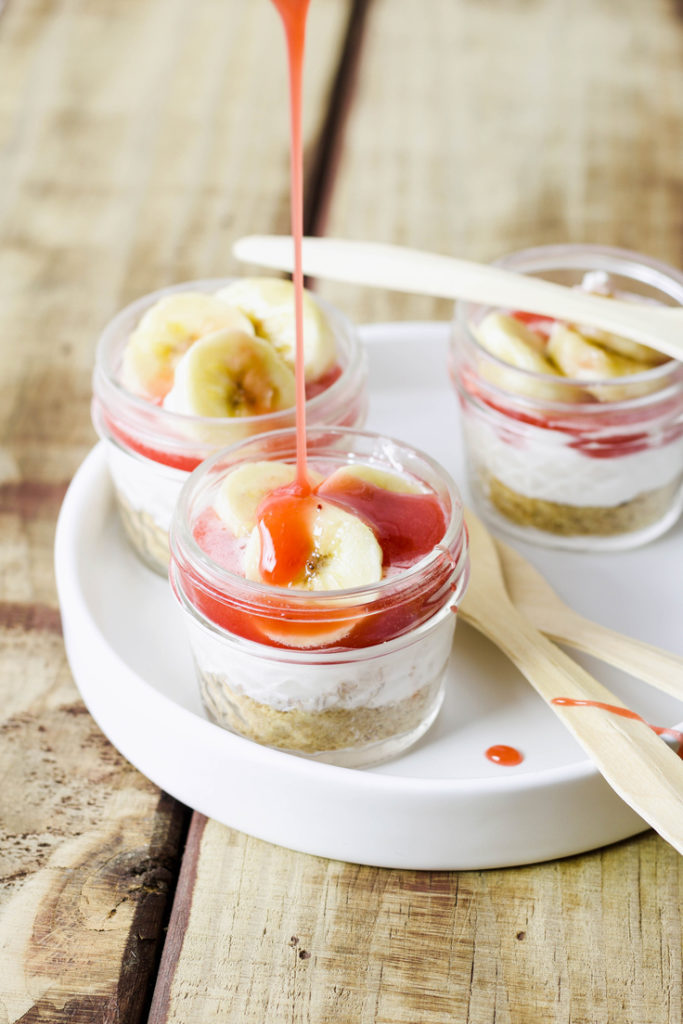 These Mini No-Bake Cheesecake Jars 4 Ways are sure to impress family and friends. Whether you like cherry pie, lemon curd, strawberry banana, or blueberry lime, these simple, single-serve recipes are exactly what you're looking for!