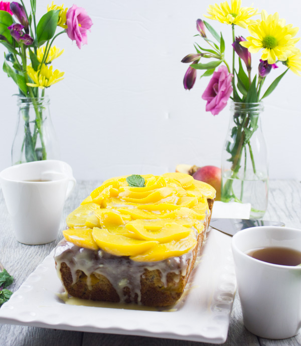 Treat your favorite Mom this Mother’s Day by making this Peach Cinnamon Pecan Loaf Cake. Perfect for brunch, this delightful cake is full of flavor.