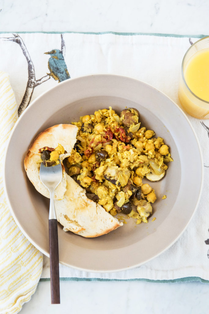 Spring and summer give us plenty of opportunities to gather for brunch. This savory Vegan Chickpea Scramble Brunch recipe is a wonderful addition to a beautiful buffet or as a stand-alone dish.