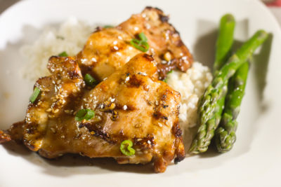 Enjoy a delicious summer barbecue with Grilled Soy Garlic Chicken Thighs. With an Asian flair and sesame seeds on top this poultry does not disappoint.