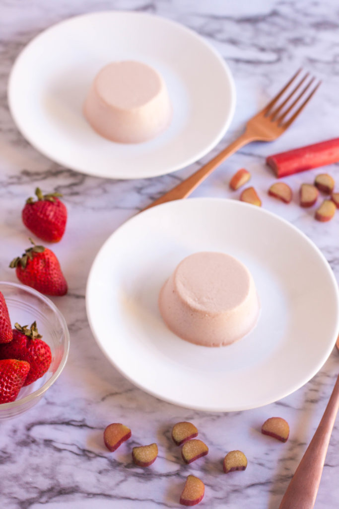 This smooth and creamy Strawberry Rhubarb Panna Cotta recipe is the perfect way to treat party guests while keeping your cool during the summer months.