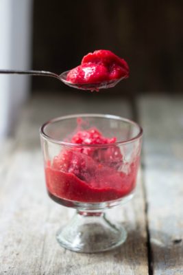 This beautiful 4-Ingredient Raspberry Sorbet recipe couldn't be simpler to make. Made with fresh farmers market finds, the base recipe can be followed to create a variety of flavor combinations!