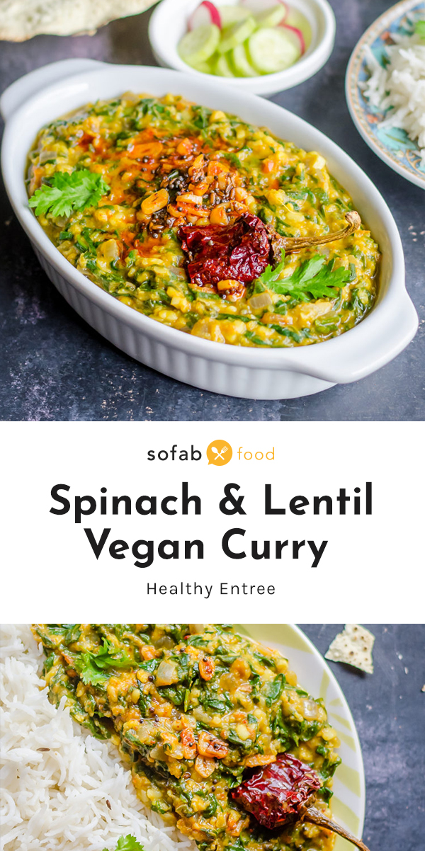 A perfect comfort meal; this quick and delicious Indian Style Vegan Spinach Lentil Curry recipe is going to be your favorite weeknight meal!
