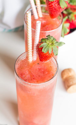 The next time you plan an over-21 party for your friends, you need to make these gorgeous Strawberry Cantaloupe Wine Sparklers made with fresh fruit for a refreshing adults only treat!