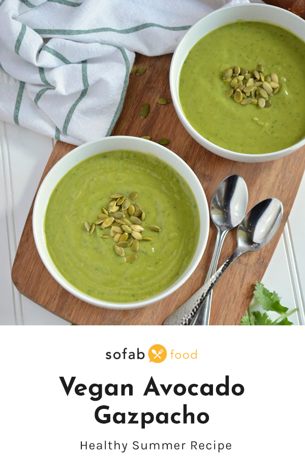 This Vegan Chilled Avocado Soup recipe has a hint of heat yet is smooth and creamy, the perfect soup for a warm spring or summer day!