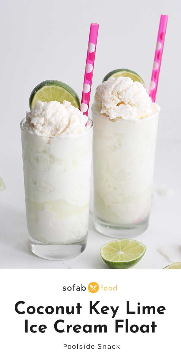 These Coconut Key Lime Floats aren't your grandma's boring root beer floats! This blissful treat is deceptively easy to make using homemade, no-churn ice cream and key lime soda. It's time to celebrate summer!