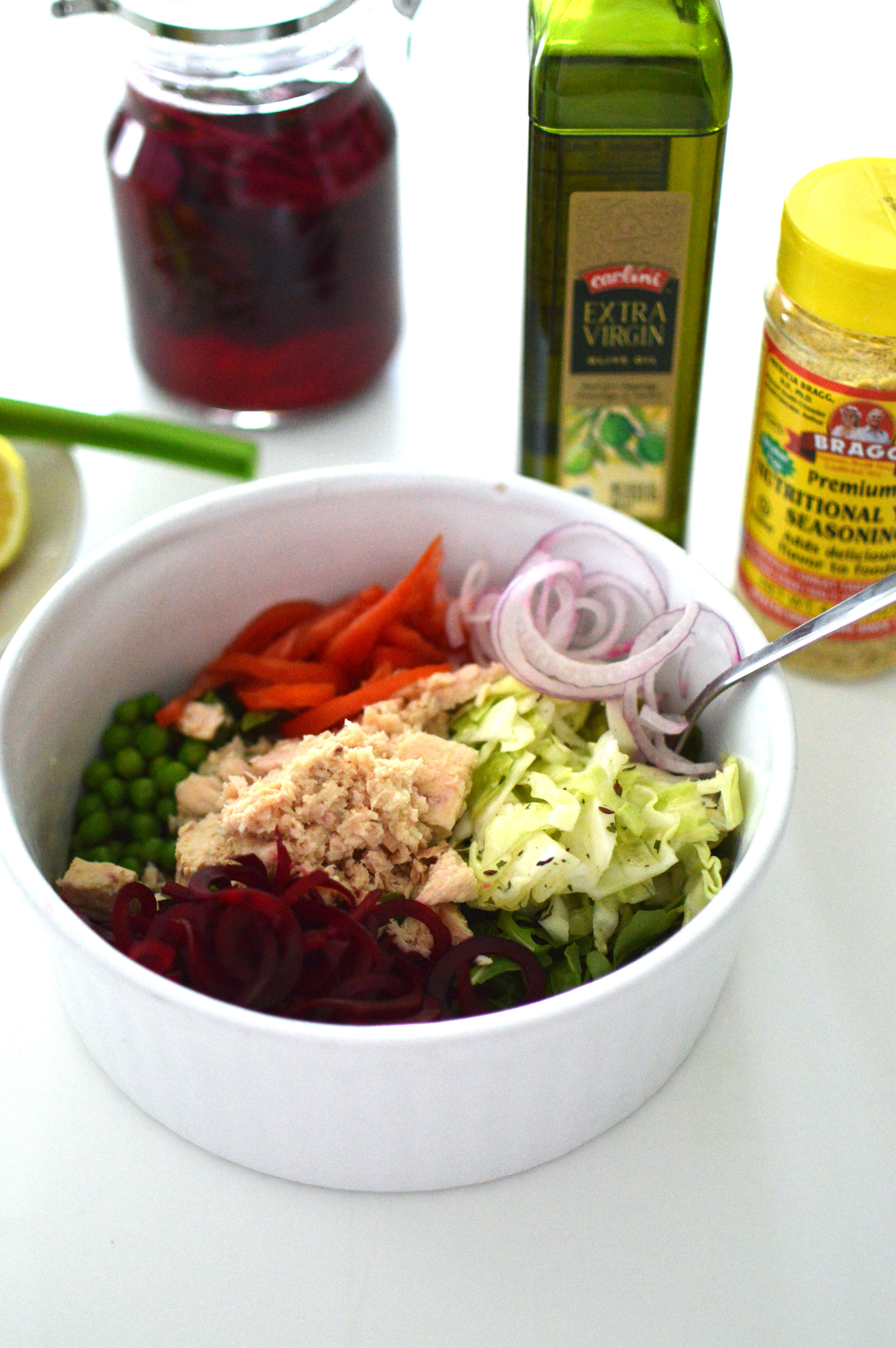 Arugula Tuna Spiralized Beet Salad