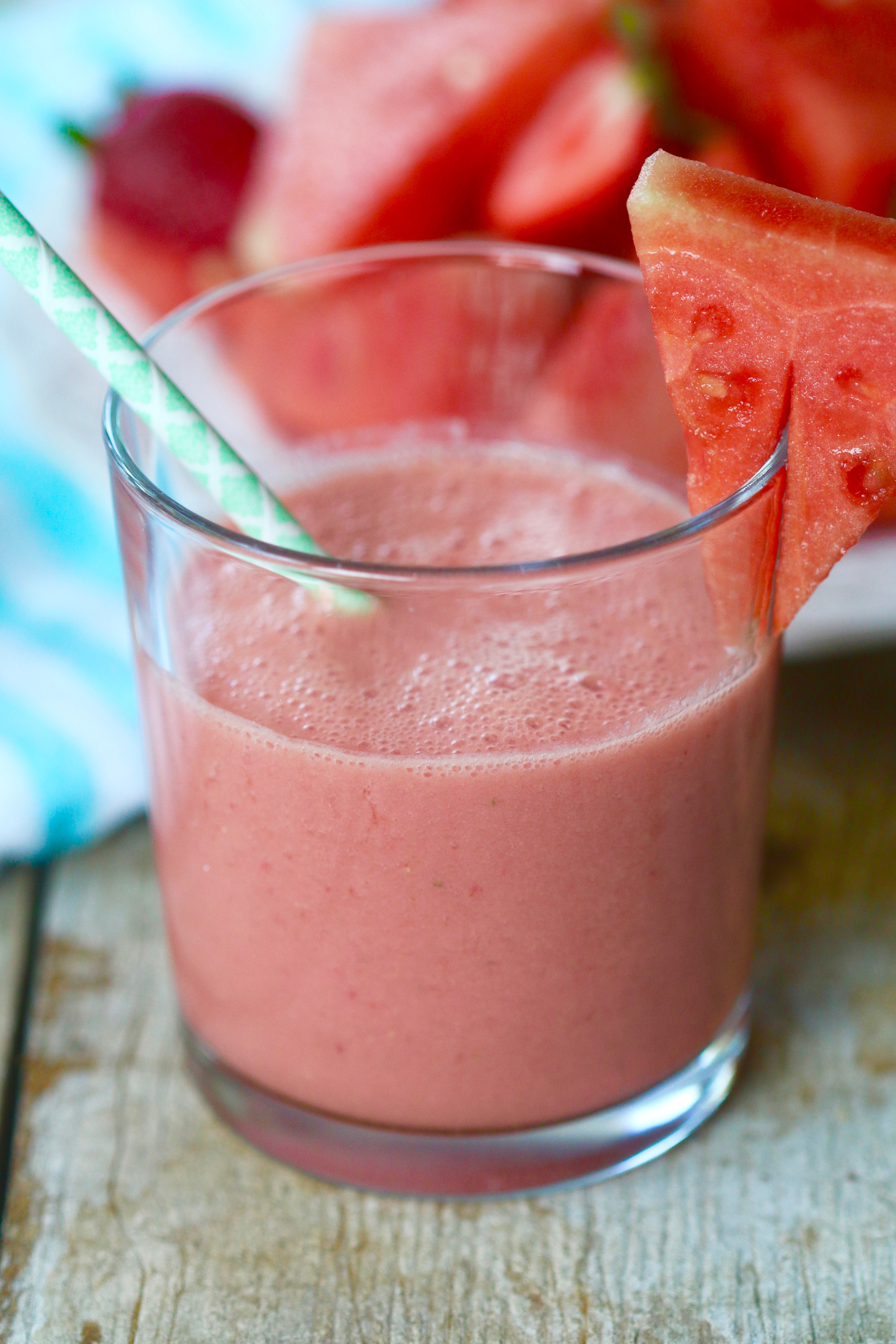 You will make the summer heat more bearable when you stay hydrated with a Watermelon Strawberry Breakfast Smoothie in the morning.