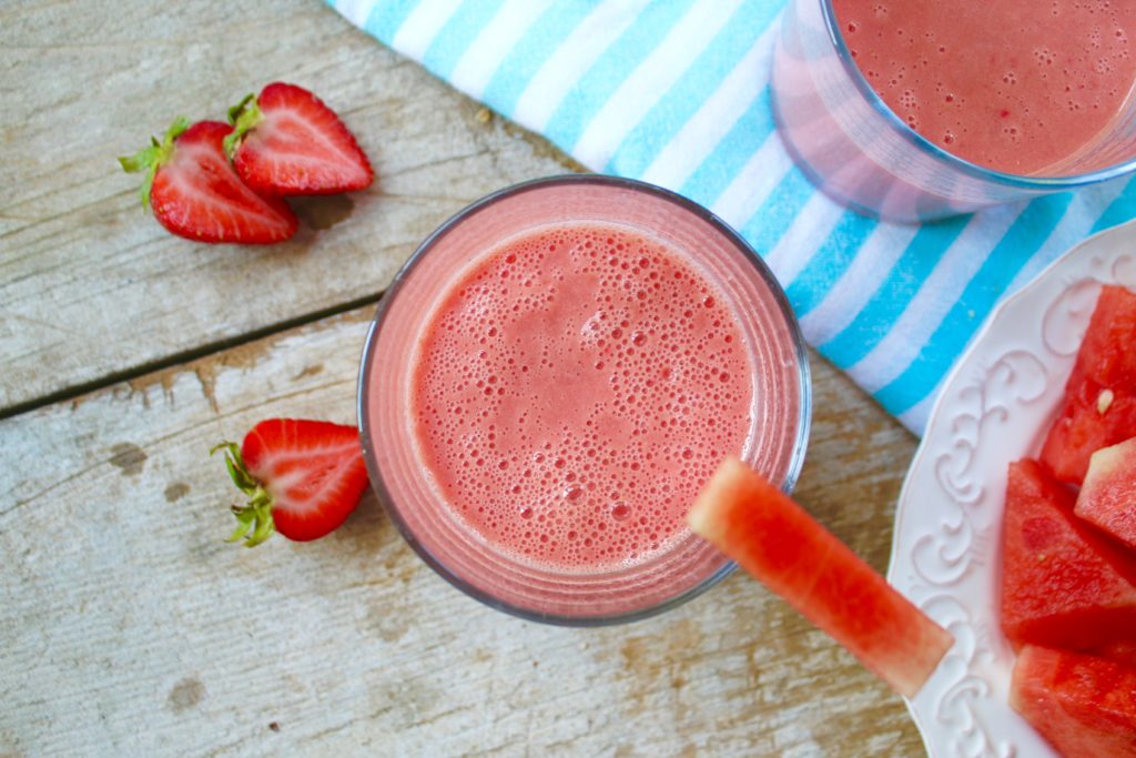 You will make the summer heat more bearable when you stay hydrated with a Watermelon Strawberry Breakfast Smoothie in the morning.