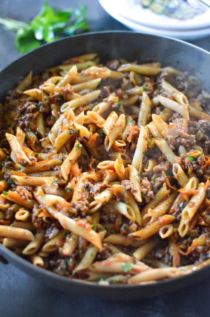One-Pan Beef Penne Bolognese - A 30-Minute Meal
